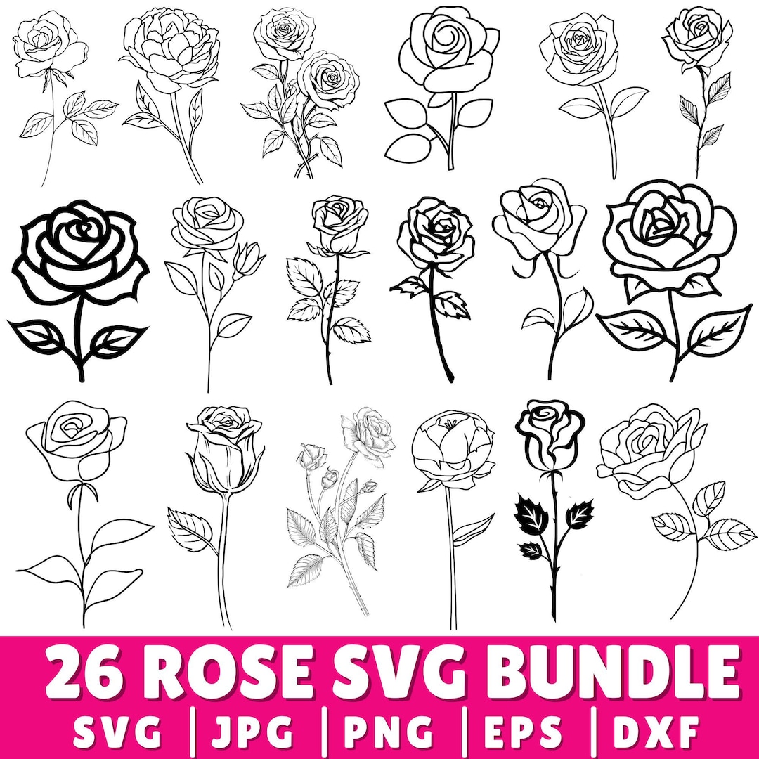 Rose & Floral SVG Bundle: Elegant Flower Designs (digital Download) - Etsy