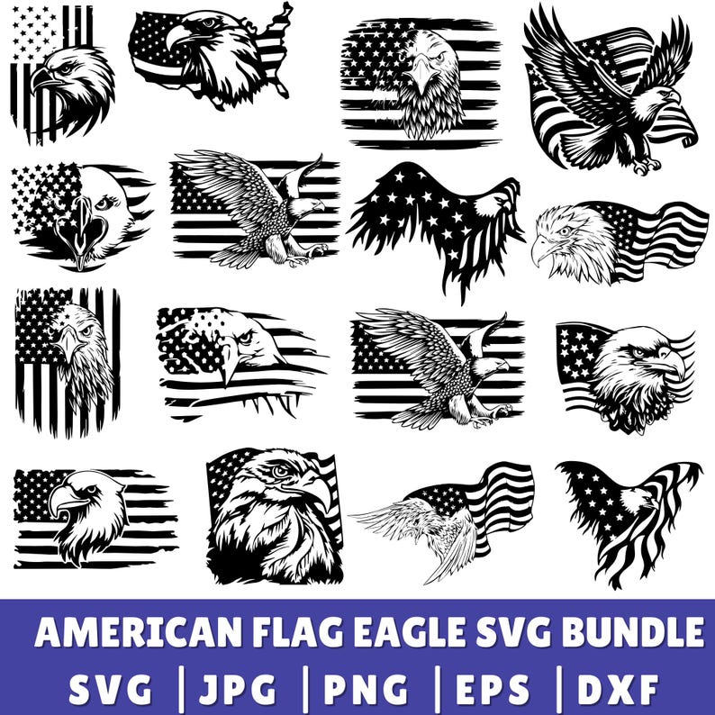 American Flag Eagle SVG Bundle: 20 Patriotic Designs (digital Download ...