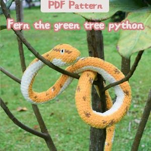 Crochet snake || Fern the Green Tree Python - PDF pattern || Beginner level amigurumi