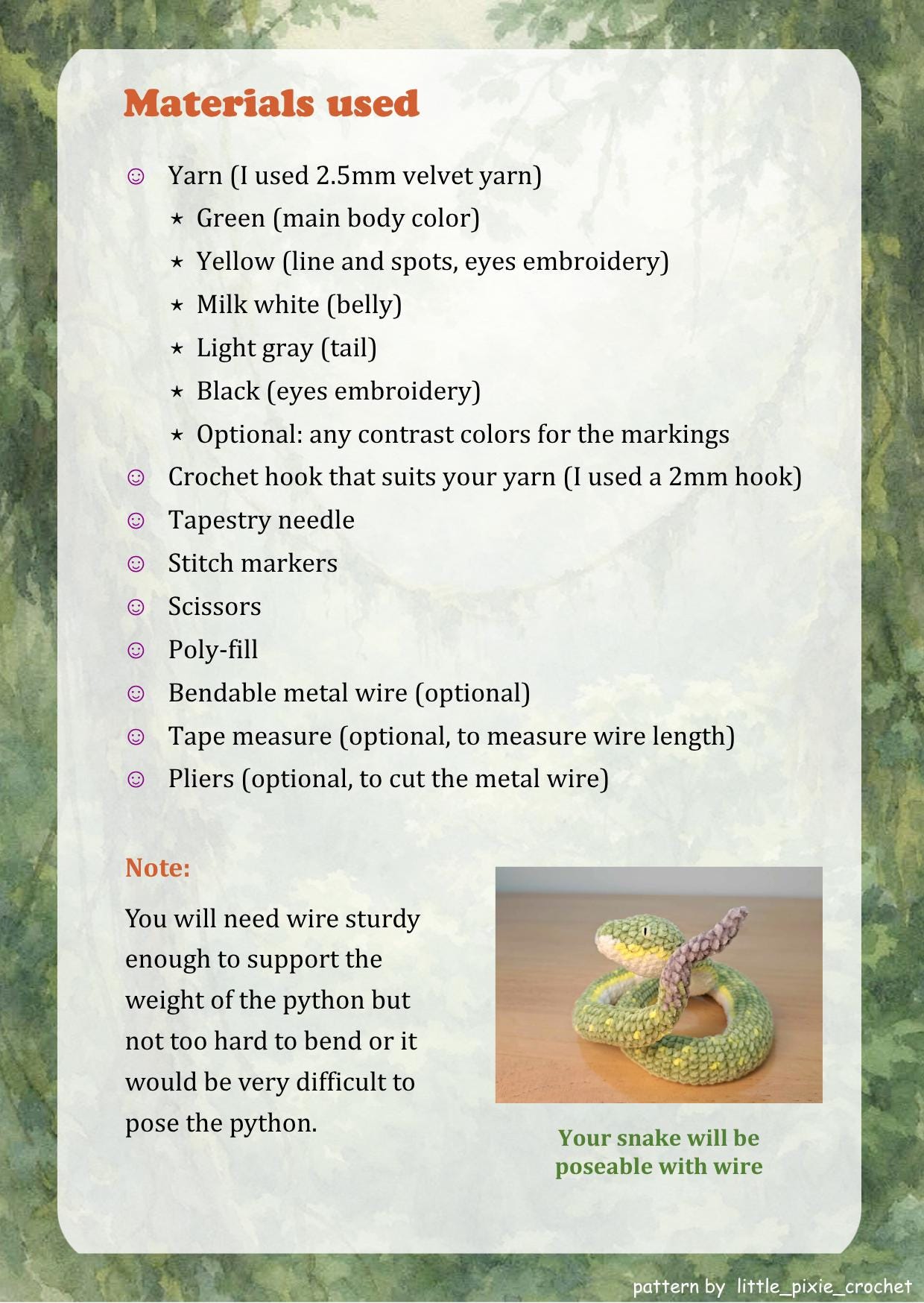 Crochet Snake || Fern the Green Tree Python - PDF Pattern || Beginner ...