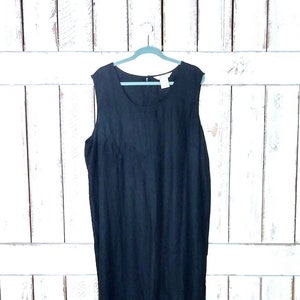 Vintage 90s Black Linen Floral Sleeveless Maxi Dress/long - Etsy