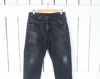 Wranglers black denim high waisted relaxed fit jeans
