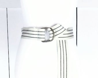 Vintage 90s wide striped woven cloth chord ribbon sash belt
