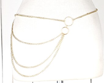 Gold Metal Chain Link Dainty Lightweight Skinny Belly Chain 