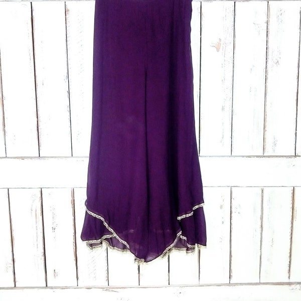 Papell Studio purple silk flowy wide leg palazzo gaucho pants