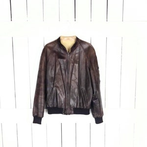 Vintage Saks Fifth Avenue mens brown leather bomber motorcycle jacket/brown leather flight jacket/44