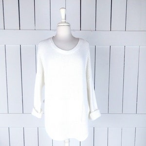 White Vince Camuto slouchy knit pullover sweater/knit boyfriend sweater/slouchy sweatshirt/xl