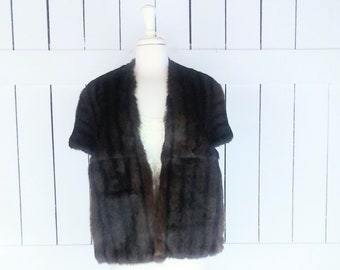 Vintage fur stole wrap/40s/50s brown fur capelet/caplet/bridal/wedding wrap