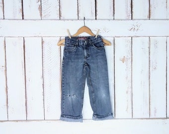 Kids/childrens destroyed straight leg Levis 549 blue/black denim jeans/Levi Strauss relaxed straight leg jeans/7 reg