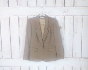 Vintage Evan Picone wool tan blazer/fitted womens wool blazer jacket