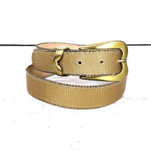 Vintage metallic gold faux leather beaded belt