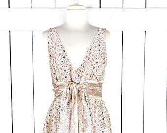 Studio M lightweight silk sleeveless handkerchief boho midi dress M