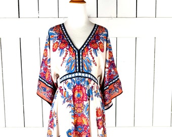 Y2K floral handkerchief hem midi wide sleeve kimono dress