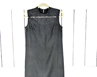 Vintage 60s black fitted sleeveless column midi evening dress