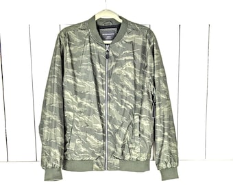 Army green camo camouflage satin bomber jacket