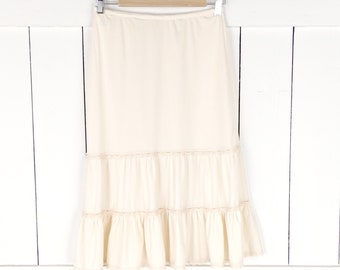 Vintage nylon ruffle lace midi slip skirt