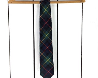 Vintage green plaid wool neck tie