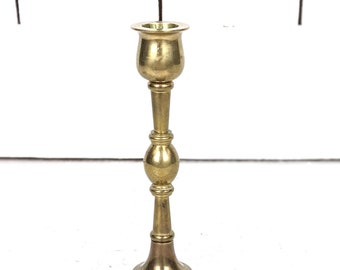 Vintage brass pillar spindle candlestick