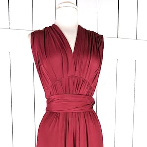 Multi wrap burgundy long maxi infinity bridesmaid dress