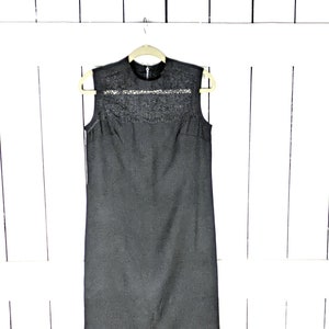 Vintage 60er schwarz taillierte ärmellose Säule Midi Abendkleid