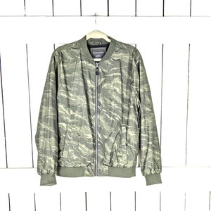 Army green camo camouflage satin bomber jacket