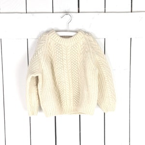 An Irish Tradition hand knit thick ivory cable knit wool childrens kids sweater