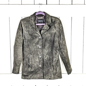 Vintage Express brown suede leather blazer jacket