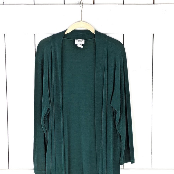 Vintage grüner slinky langer slouchy Stretch Strick Cardigan Pullover Cover up