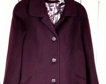 Casaco de inverno vintage de lã roxa ameixa Alorna