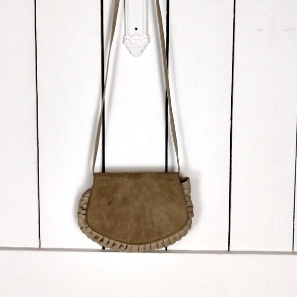 vintage beige beige cuir daim petit sac d’embrayage sac à bandoulière