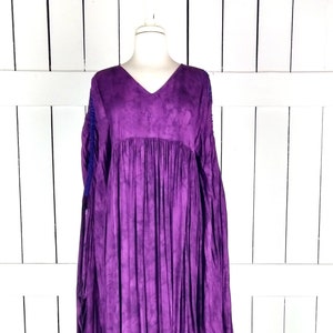 Vintage purple tie dye super wide bell sleeve maxi dress