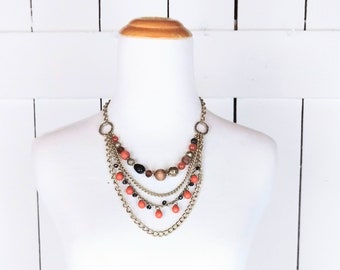 Collier chunky de chaîne de perles superposées/colliers boho/festival multi brin vintage