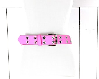 Pink Light Pink Custom Leather Double Hole Belt with Eyelets/Grommets Little Girls Pink Leather Belt Double Hole Eyelets/grommets  main image 4