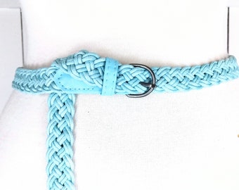 Vintage blue braided rope chord belt/cloth belt/blue braided chord boho belt