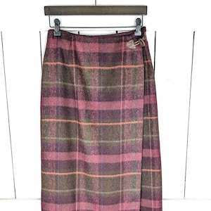 Vintage Talbots plaid wool long wrap skirt