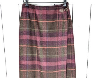Vintage Talbots plaid wool long wrap skirt