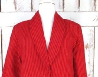 Vintage rood/zwart pin gestreept blazerjack/lange boxy blazer/rood gestreept blazerjack