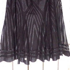 Vintage dark brown sheer net overlay flowy striped midi skirt