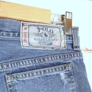 Vintage Polo Ralph Lauren classic straight leg blue denim jeans/faded/distressed blue 90s jeans
