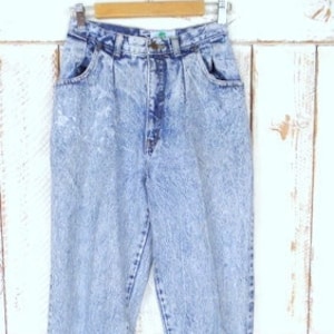 80s vintage light blue acid/stone wash Palmettos high waisted jeans/tapered leg blue jeans
