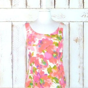 Vintage pink floral wiggle dress/50s style pencil dress/90s sleeveless linen cocktail dress