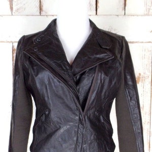 Vintage 90s dark brown leather motorcycle bomber jacket