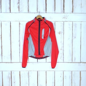 90s Specialized red/grey sporty wind breaker/lightweight nylon sports jacket/athletic running/jogging/cycling jacket/small