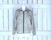 Vintage leopard face print silk windbreaker jogging flight jacket silk sports jacket cheetah animal silk bomber