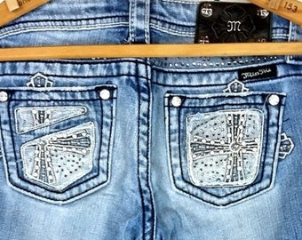 Miss Me lichtblauwe denim jeans met kralen voor meisjes
