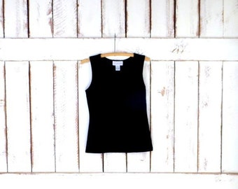 Svart vintage-linne i velour med skalmönster från 90-talet