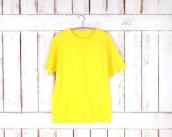 Camiseta vintage básica de algodón amarillo/camiseta minimalista amarilla de los 90/grande