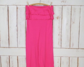 Vintage bubblegum pink cotton sleeveless ruffle jumpsuit romper