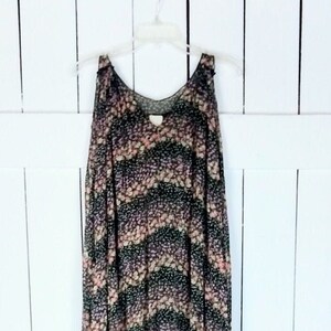 Vintage 90s black floral sheer sleeveless tent maxi dress/long floor length sheer dress/sheer chiffon summer dress