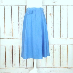 70s vintage light blue denim full flowy jean high waist skirt